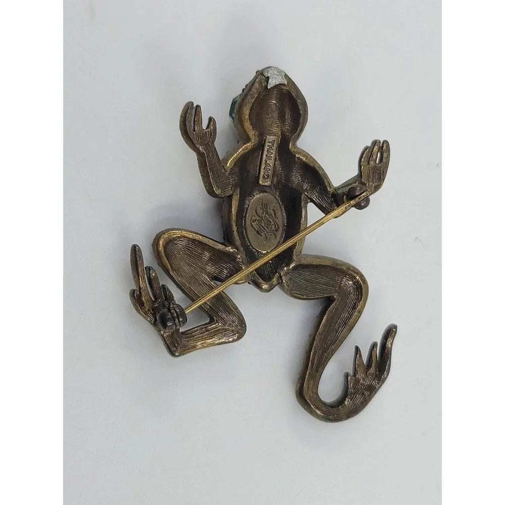 Vintage Kirks Folly Rainbow Crystal Frog Brooch Pin‎ Multicolor Sparkle